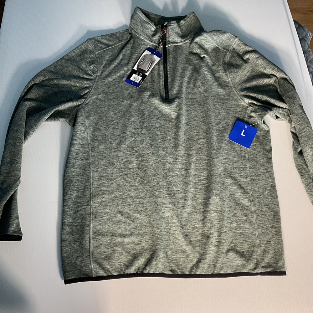 NWT Avalanche Pullover 1/4 Zip Fleece Mens L Gray Athletic Golf